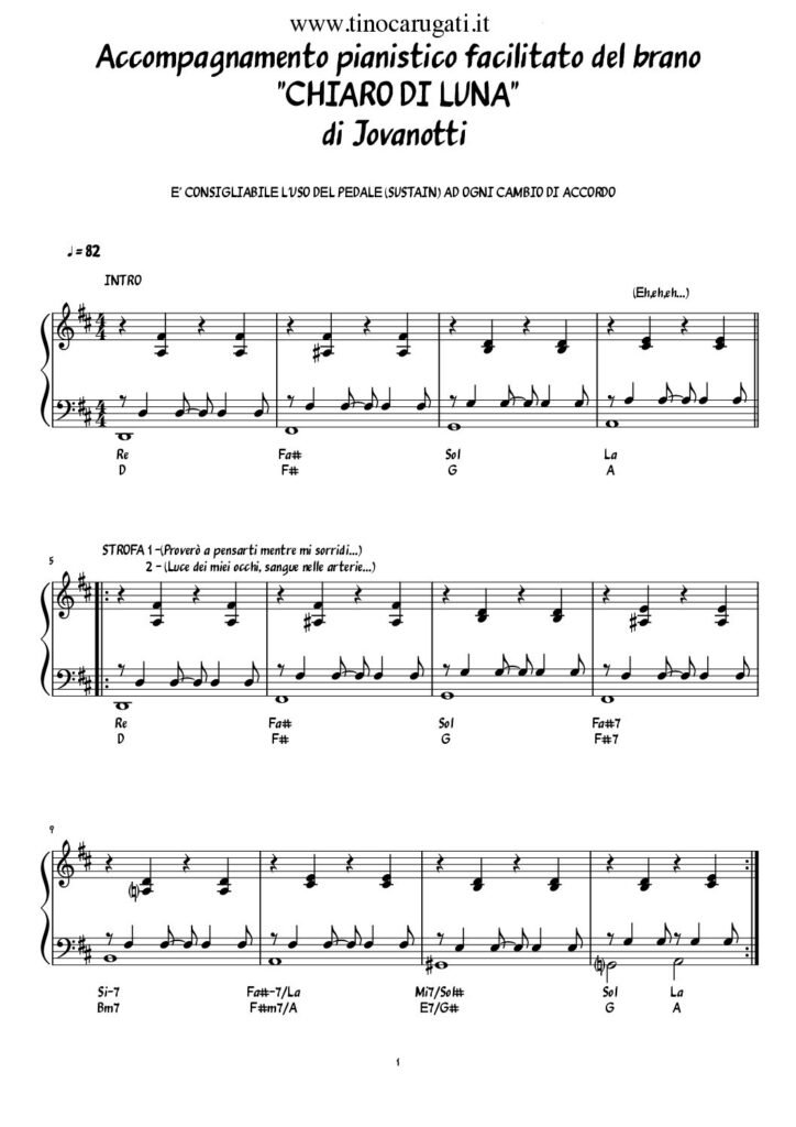 Spartito Pianoforte "CHIARO DI LUNA" Jovanotti