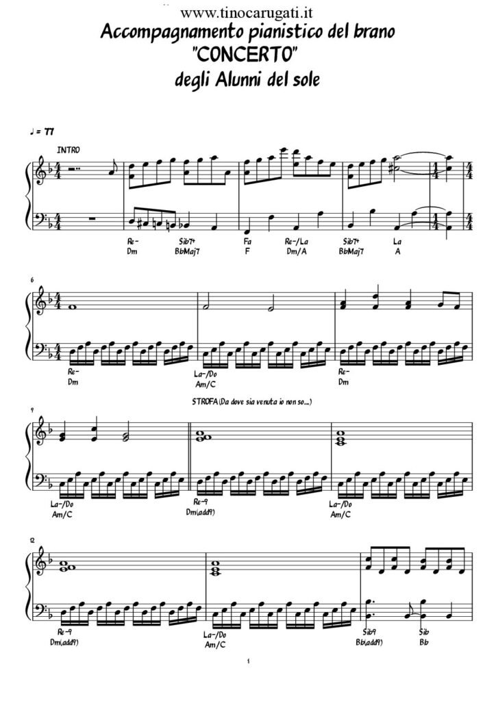 Spartito Pianoforte "CONCERTO" Alunni del sole