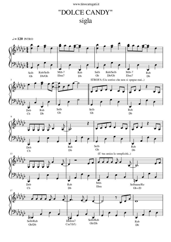 Spartito Pianoforte "DOLCE CANDY" Sigla