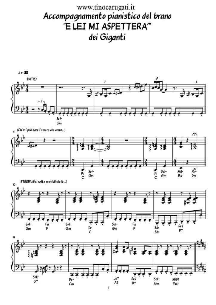 Spartito Pianoforte  "E LEI MI ASPETTERA'"  Giganti