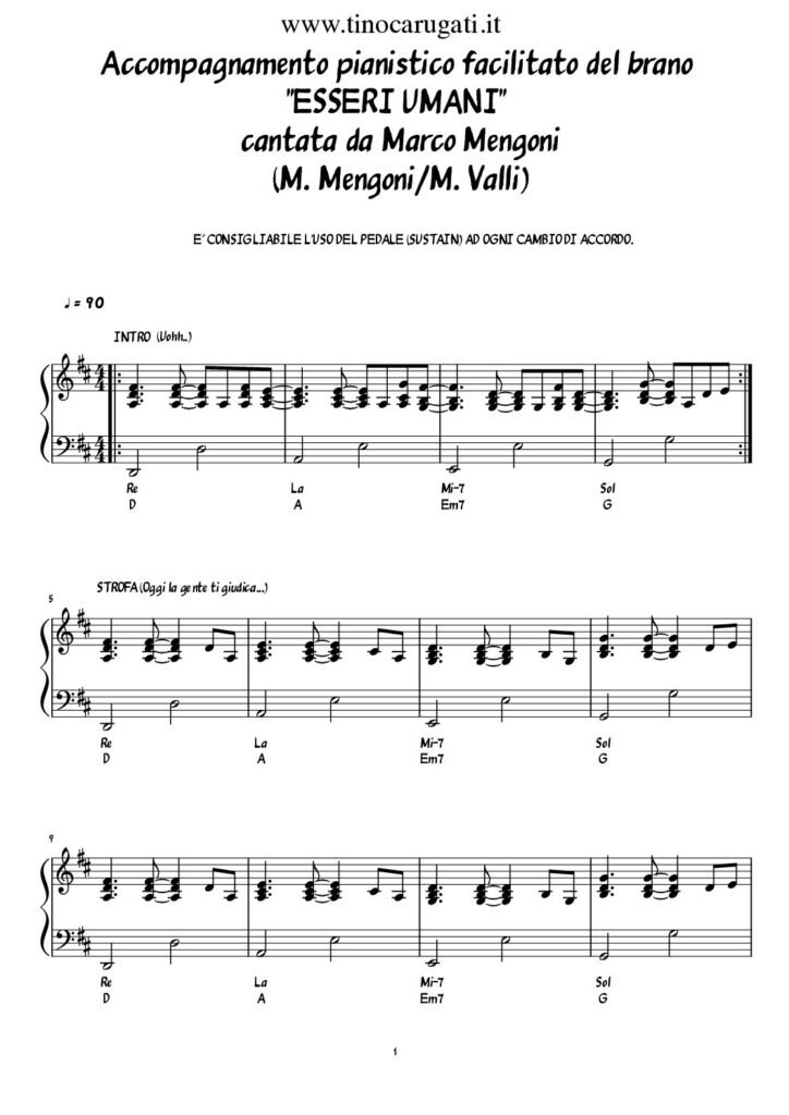Spartito Pianoforte "ESSERI UMANI" Marco Mengoni