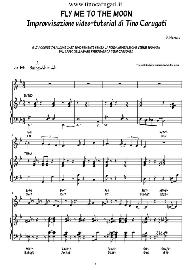 Spartito Pianoforte "FLY ME TO THE MOON" Frank Sinatra