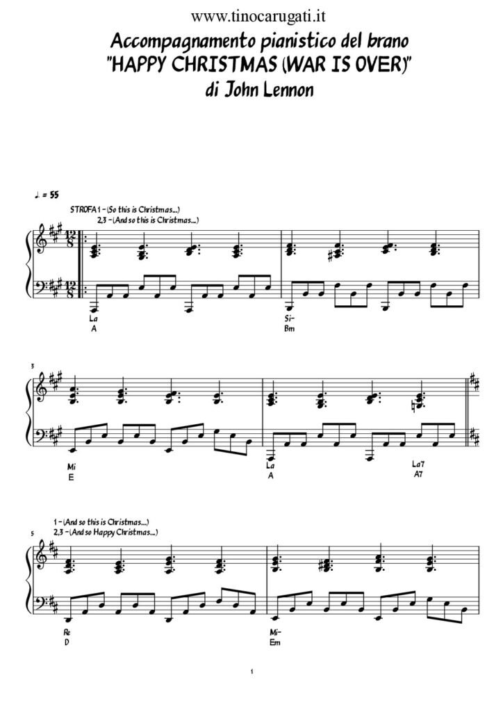 Spartito Pianoforte "HAPPY CHRISTMAS" John Lennon