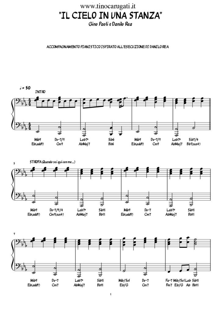 Spartito Pianoforte "IL CIELO IN UNA STANZA" Gino Paoli
