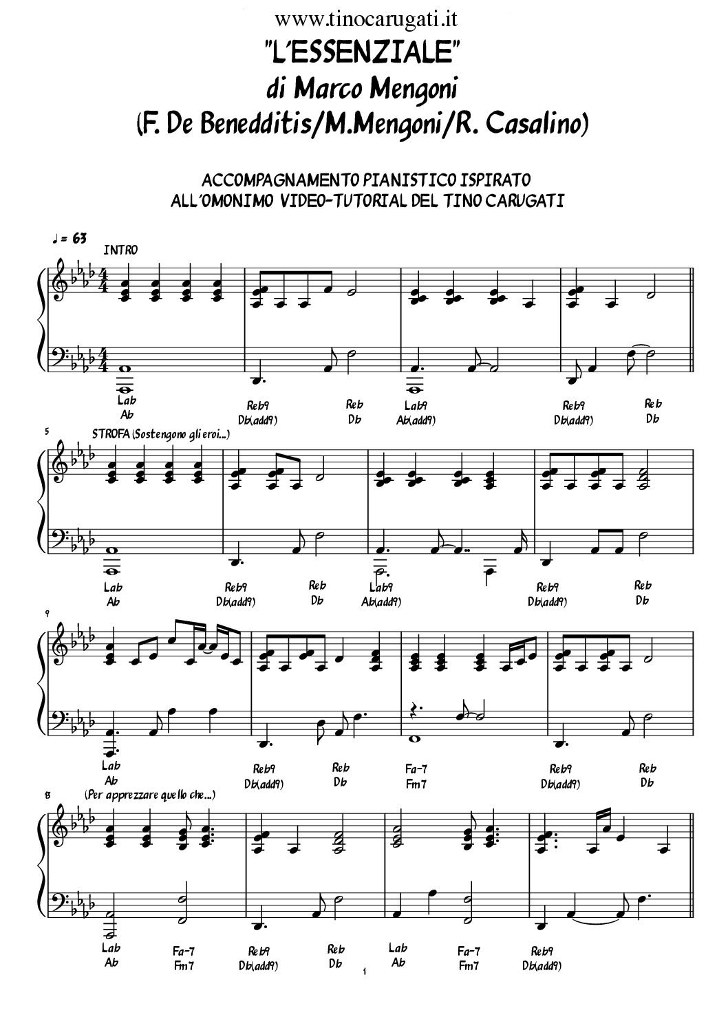 L'essenziale - Marco Mengoni - Spartito