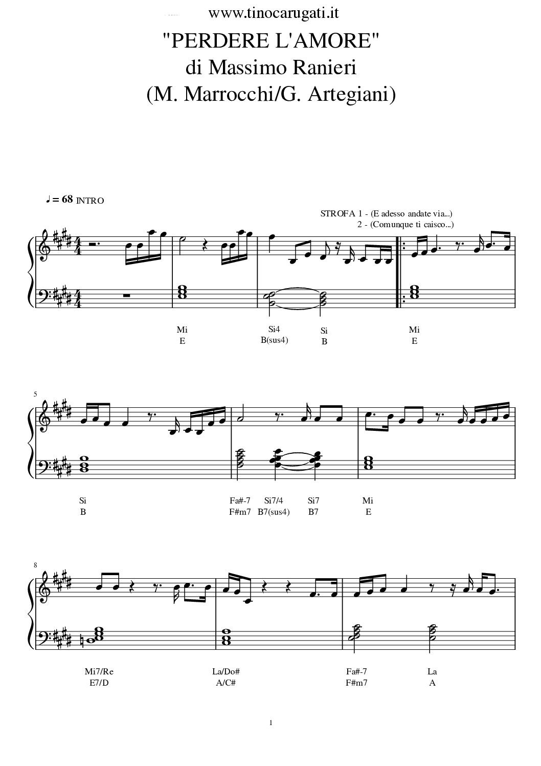 Spartito Pianoforte PERDERE L AMORE Massimo Ranieri Melodia Con Spartito Pianoforte PERDERE L AMORE Massimo Ranieri Melodia Con