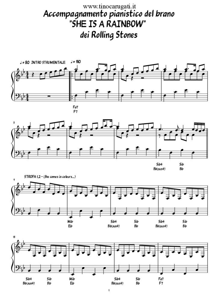 Spartito Pianoforte  "SHE IS A RAINBOW"   Rolling Stones