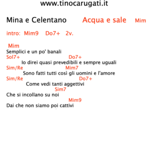 "ACQUA E SALE"  Mina e Celentano - Testo con accordi