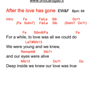 "AFTER THE LOVE HAS GONE"  Earth Wind & Fire - Testo con Accordi