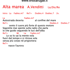 "ALTA MAREA"  Antonello Venditti - Testo con Accordi
