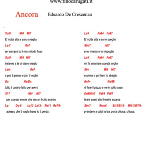 "ANCORA"  Eduardo De Crescenzo - Testo con Accordi
