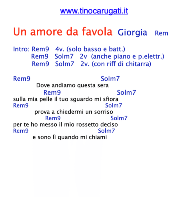 "UN AMORE DA FAVOLA"  Giorgia - Testo con Accordi