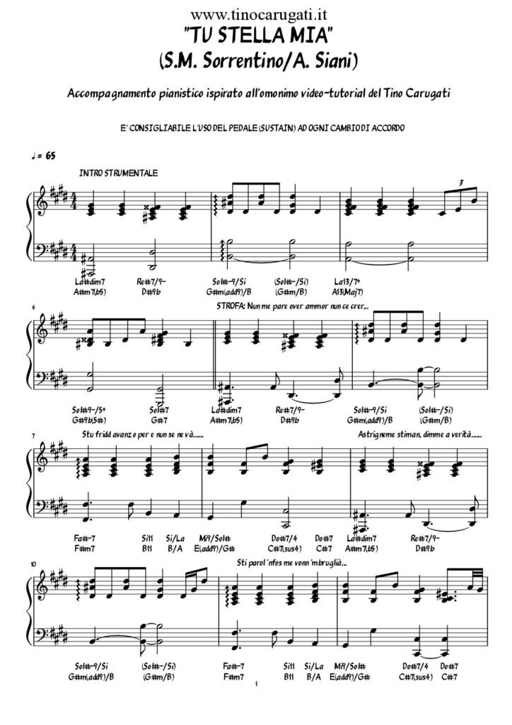 Spartito Pianoforte "TU STELLA MIA" Sal Da Vinci