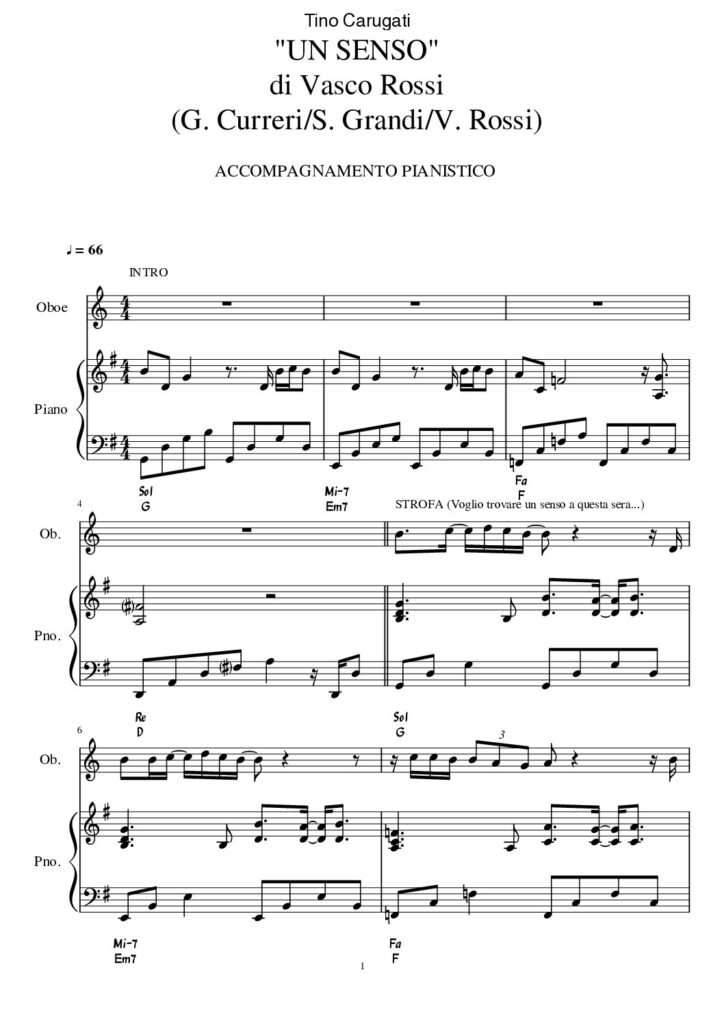 Un senso - Vasco Rossi - accompagnamento + melodia