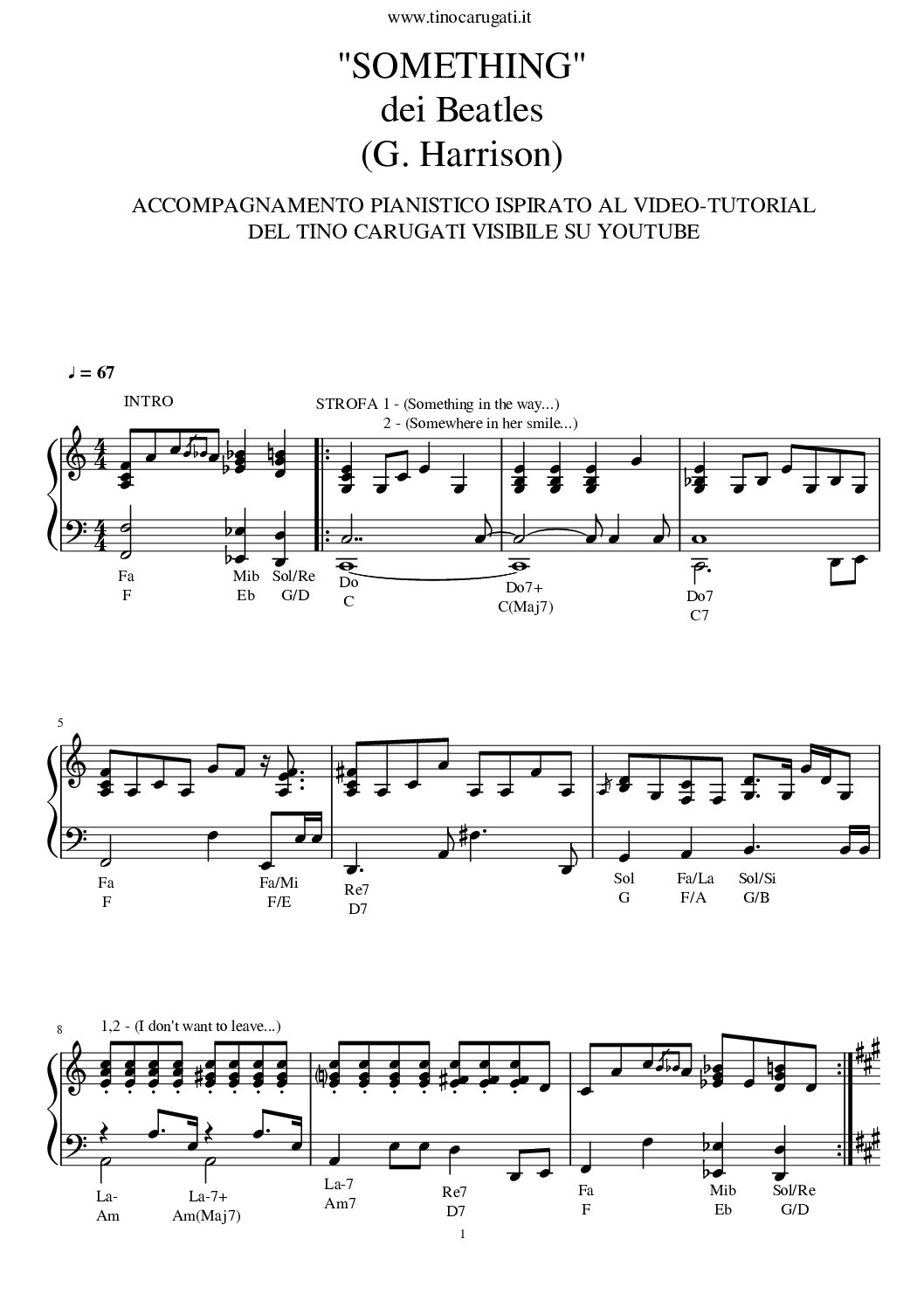 Spartito Pianoforte "SOMETHING" The Beatles