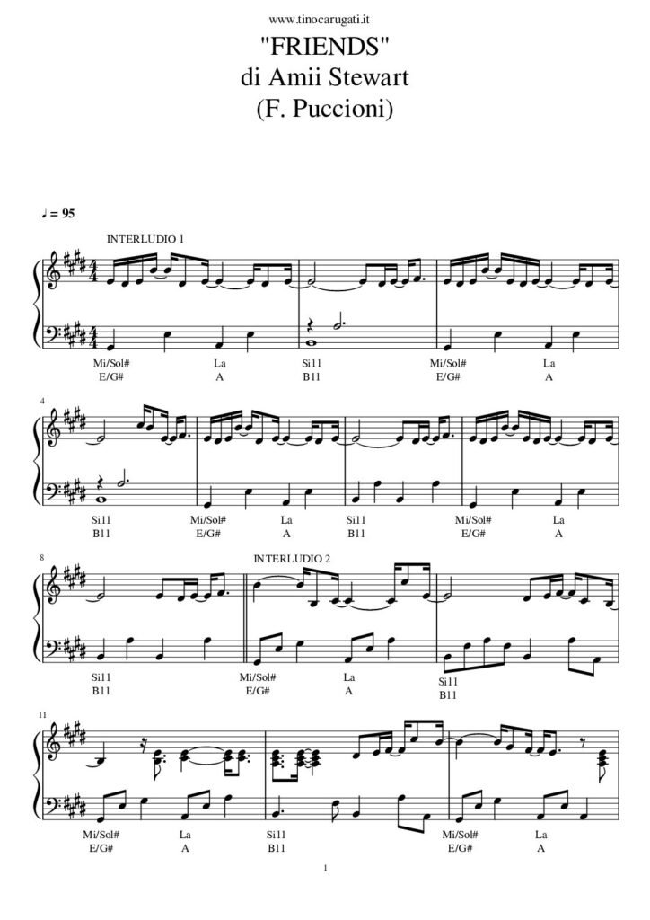 Spartito Pianoforte "FRIENDS" Amii Steward - In pianismo melodico