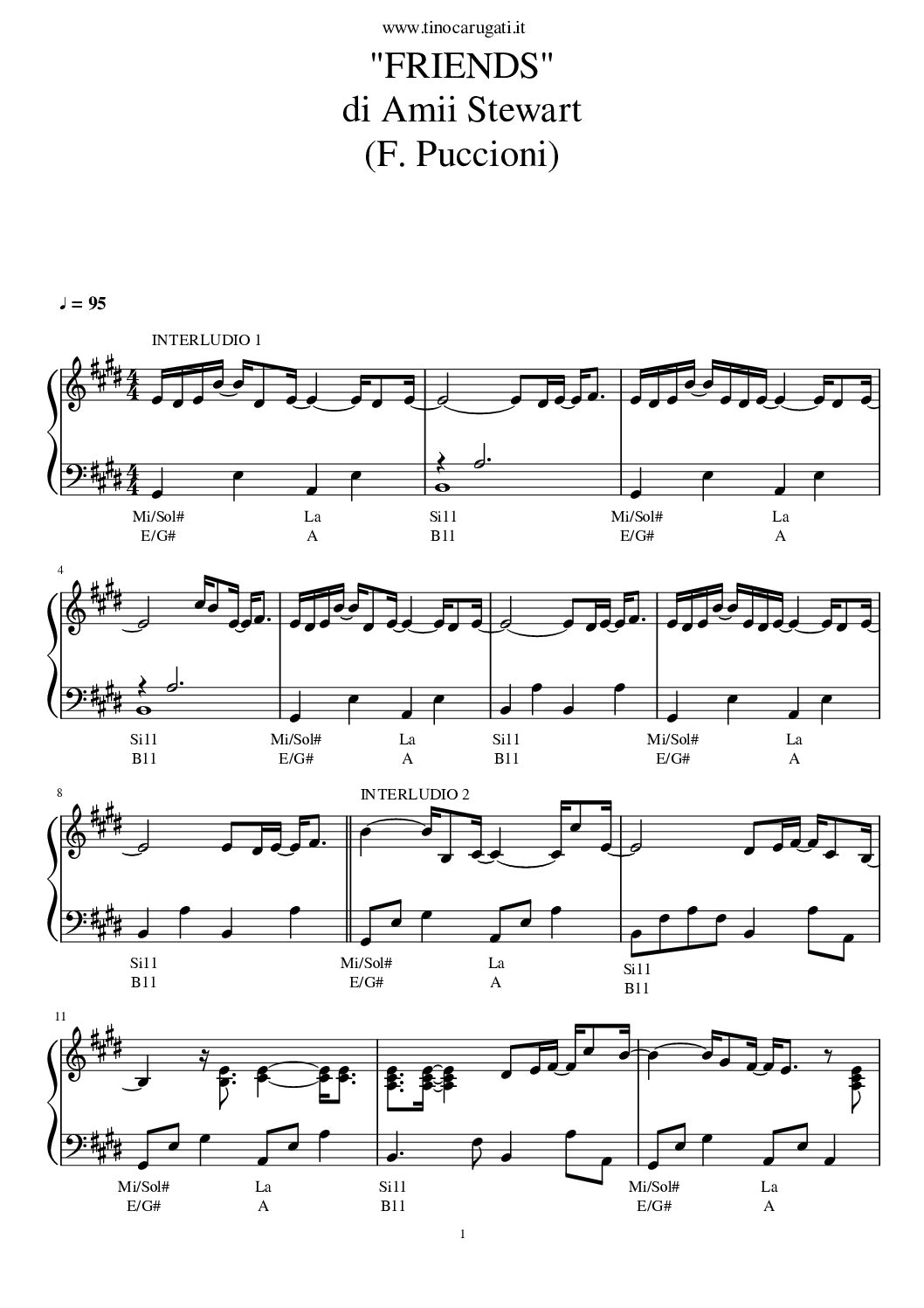 Spartito Pianoforte  "FRIENDS"  Amii Steward - In pianismo melodico