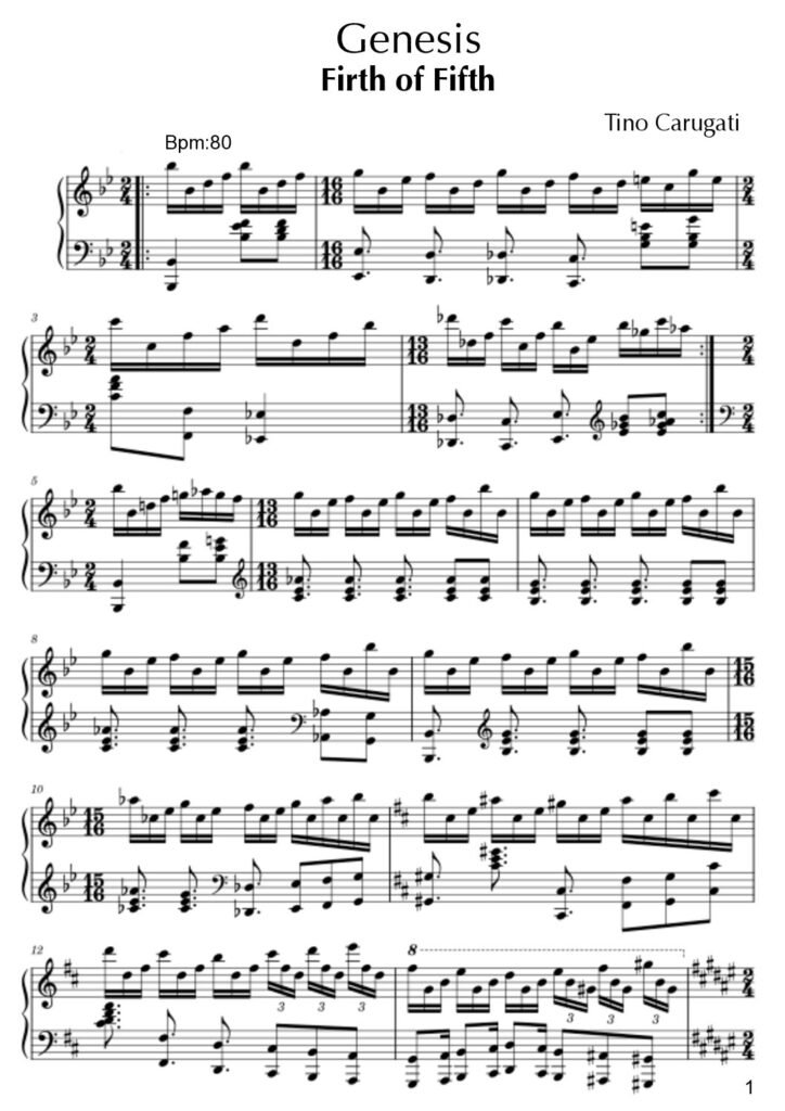 Spartito Pianoforte "FIRTH OF FIFTH" Genesis