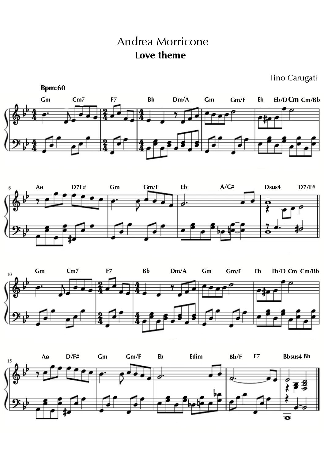 Spartito Pianoforte  "NUOVO CINEMA PARADISO" (LOVE THEME)  Andrea Morricone