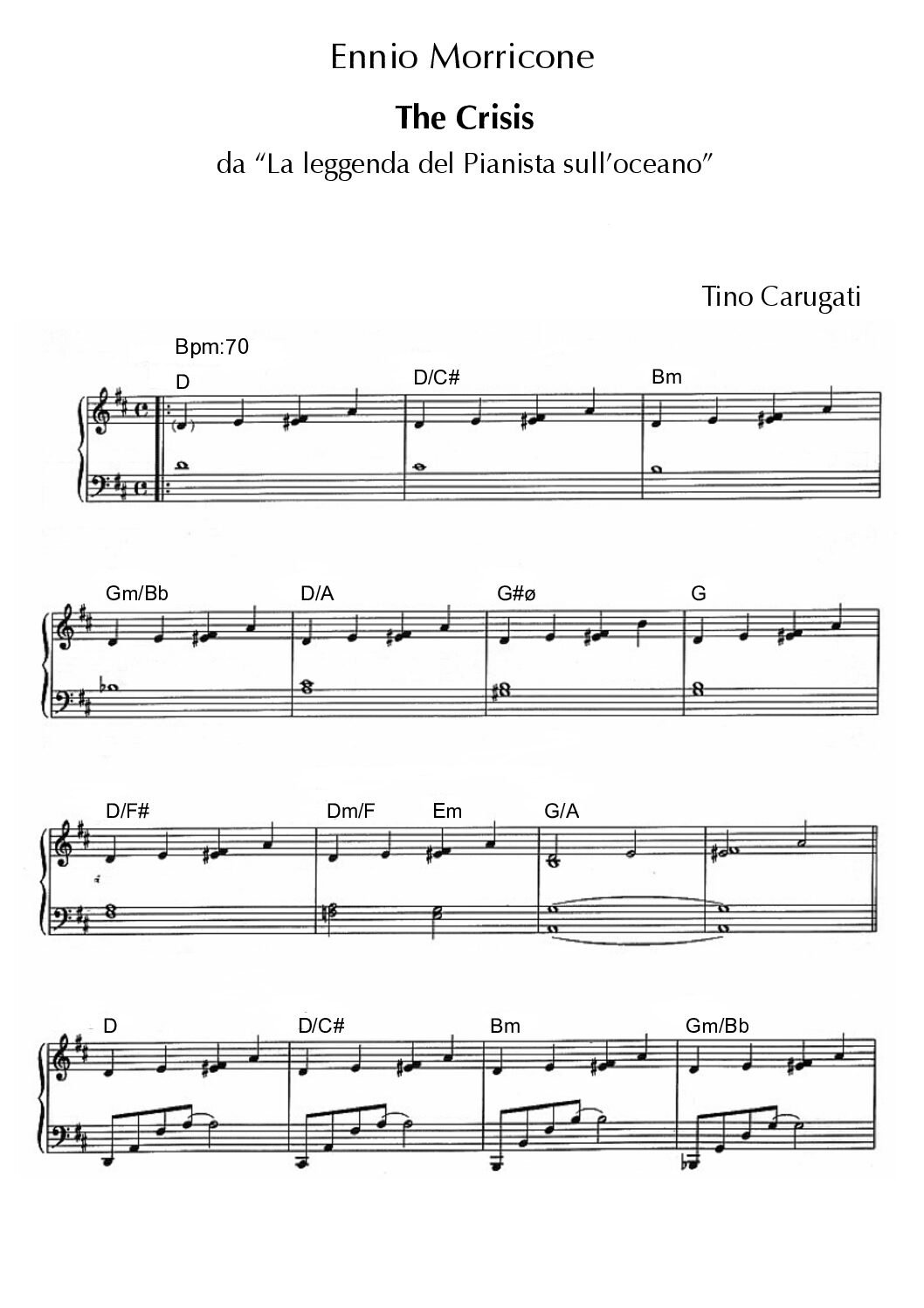 Spartito Pianoforte  "THE CRISIS" La leggenda del Pianista sull'oceano - Ennio Morricone